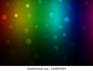 Dark Multicolor, Rainbow vector texture with disks. Modern abstract illustration with colorful water drops. The pattern can be used for ads, leaflets of liquid.