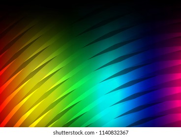 Dark Multicolor, Rainbow vector texture with colored lines. Lines on blurred abstract background with gradient. Best design for your ad, poster, banner.