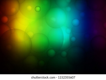 Dark Multicolor, Rainbow vector texture with disks. Abstract illustration with colored bubbles in nature style. Completely new template for your brand book.