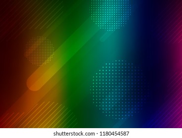 Dark Multicolor, Rainbow vector texture with colored capsules, dots. Decorative shining illustration with lines, dots on abstract template. Best design for your ad, poster, banner.