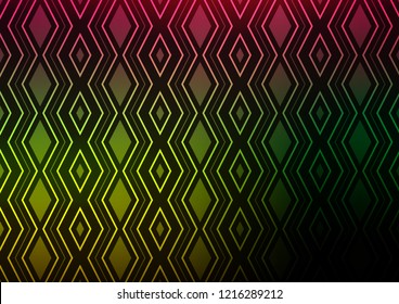 Dark Multicolor, Rainbow vector texture with lines, rhombuses. Glitter abstract illustration with colorful lines, rhombuses. Pattern for websites, landing pages.
