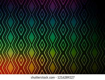 Dark Multicolor, Rainbow vector texture with lines, rhombuses. Glitter abstract illustration with colorful lines, rhombuses. Pattern for websites, landing pages.