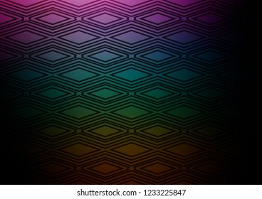 Dark Multicolor, Rainbow vector texture with lines, rhombuses. Colorful illustration with lines, cubes on abstract template. Pattern for ads, posters, banners.