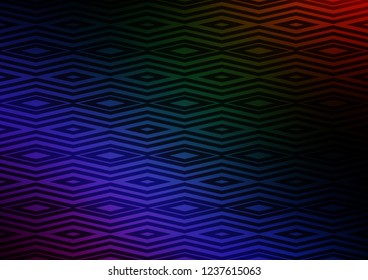 Dark Multicolor, Rainbow vector texture with lines, rhombuses. Shining colorful illustration with lines, rectangles. Pattern for ads, posters, banners.