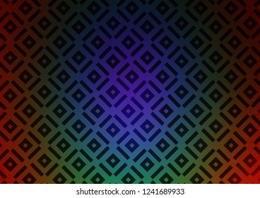 Dark Multicolor, Rainbow vector texture with lines, rhombuses. Shining colorful illustration with lines, rectangles. Pattern for websites, landing pages.