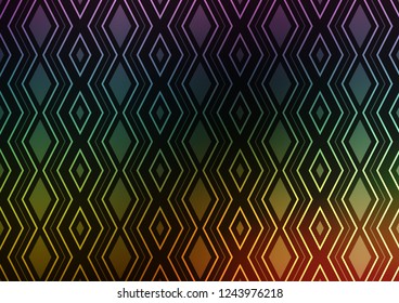 Dark Multicolor, Rainbow vector texture with lines, rhombuses. Colorful decorative design in simple style with lines, rhombuses. Pattern for business booklets, leaflets.