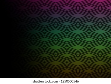 Dark Multicolor, Rainbow vector texture with lines, rhombuses. Colorful lines, squares on abstract background with gradient. Best design for your ad, poster, banner.