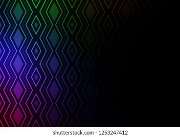 Dark Multicolor, Rainbow vector texture with lines, rhombuses. Colorful lines, squares on abstract background with gradient. Backdrop for TV commercials.