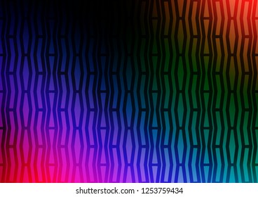 Dark Multicolor, Rainbow vector texture with colored lines. Lines on blurred abstract background with gradient. Best design for your ad, poster, banner.