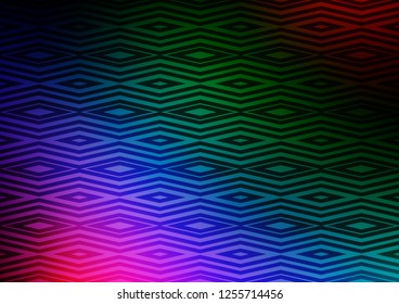 Dark Multicolor, Rainbow vector texture with lines, rhombuses. Glitter abstract illustration with colorful lines, rhombuses. Smart design for your business advert.