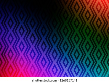 Dark Multicolor, Rainbow vector texture with lines, rhombuses. Glitter abstract illustration with colorful lines, rhombuses. Smart design for your business advert.
