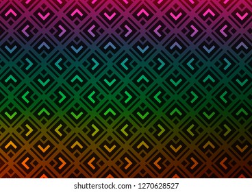 Dark Multicolor, Rainbow vector texture with lines, rhombuses. Colorful lines, squares on abstract background with gradient. Smart design for your business advert.