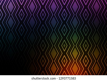 Dark Multicolor, Rainbow vector texture with lines, rhombuses. Colorful illustration with lines, cubes on abstract template. Smart design for your business advert.