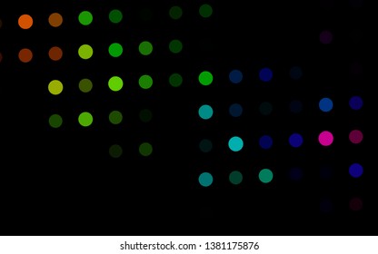 Dark Multicolor, Rainbow vector texture with disks. Abstract illustration with colored bubbles in nature style. Pattern for ads, leaflets.