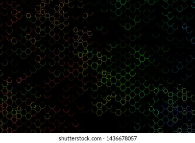 Dark Multicolor, Rainbow vector texture with disks. Glitter abstract illustration with blurred drops of rain. Design for posters, banners.