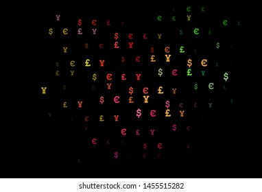 Dark Multicolor, Rainbow vector texture with financial symbols. Modern abstract illustration with symbols of money. Smart design for your business advert of economic, wealth.
