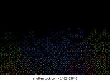 Dark Multicolor, Rainbow vector texture with disks. Modern abstract illustration with colorful water drops. Template for your brand book.