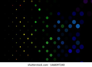 Dark Multicolor, Rainbow vector texture with disks. Beautiful colored illustration with blurred circles in nature style. Pattern for ads, leaflets.