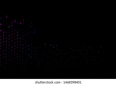 Dark Multicolor, Rainbow vector texture with financial symbols. Shining colored illustration with dollar, USD, usa signs. The pattern can be used for ad, booklets, leaflets of banks.