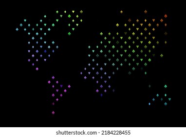 Dark multicolor, rainbow vector texture with playing cards. Glitter abstract sketch with isolated symbols of playing cards. Design for ad, poster, banner of gambling websites.