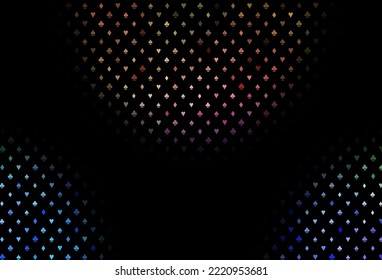 Dark multicolor, rainbow vector texture with playing cards. Colored illustration with hearts, spades, clubs, diamonds. Pattern for booklets, leaflets of gambling houses.