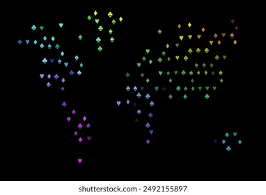 Dark Multicolor, Rainbow vector texture with playing cards. Colored illustration with hearts, spades, clubs, diamonds. Pattern for booklets, leaflets of gambling houses.