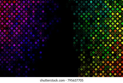 Dark Multicolor, Rainbow vector  texture with disks. Blurred bubbles on abstract background with colorful gradient. The pattern can be used for ads, leaflets of liquid.