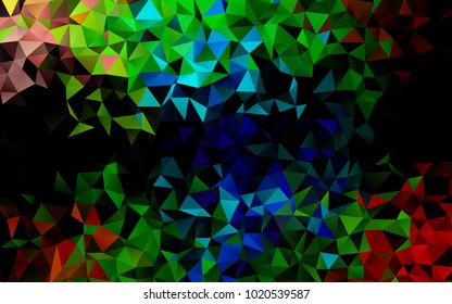 Dark Multicolor, Rainbow vector triangle mosaic template. Shining colored illustration in a brand-new style. The elegant pattern can be used as part of a brand book.