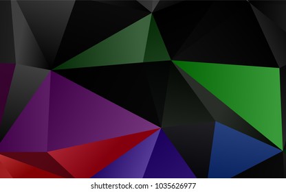 Dark Multicolor, Rainbow vector triangle mosaic pattern. Shining colored illustration in a brand-new style. The template can be used as a background for cell phones.