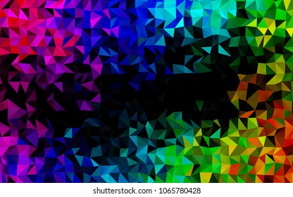 Dark Multicolor, Rainbow vector triangle mosaic template. Modern geometrical abstract illustration with gradient. The template can be used as a background for cell phones.