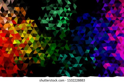 Dark Multicolor, Rainbow vector triangle mosaic template. Creative geometric illustration in Origami style with gradient. The template can be used as a background for cell phones.