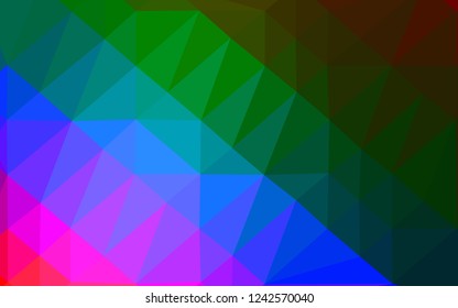 Dark Multicolor, Rainbow vector triangle mosaic texture. Creative illustration in halftone style with gradient. Completely new design for your business.