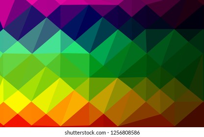 Dark Multicolor, Rainbow vector triangle mosaic cover. A sample with polygonal shapes. Elegant pattern for a brand book.