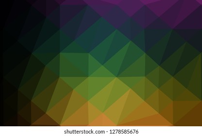 Dark Multicolor, Rainbow vector triangle mosaic cover. A sample with polygonal shapes. Template for your brand book.