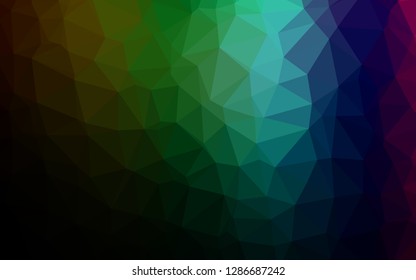Dark Multicolor, Rainbow vector triangle mosaic texture. Creative illustration in halftone style with gradient. Polygonal design for your web site.