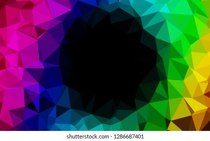 Dark Multicolor, Rainbow vector triangle mosaic template. Colorful illustration in Origami style with gradient.  Brand new design for your business.