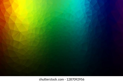 Dark Multicolor, Rainbow vector triangle mosaic texture. Triangular geometric sample with gradient.  Elegant pattern for a brand book.