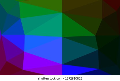 Dark Multicolor, Rainbow vector triangle mosaic texture. Shining illustration, which consist of triangles. Brand new design for your business.