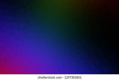 Dark Multicolor, Rainbow vector triangle mosaic cover. Brand new colorful illustration in with gradient. Brand new design for your business.