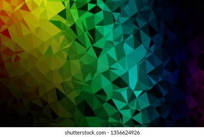 Dark Multicolor, Rainbow vector triangle mosaic texture. Colorful illustration in abstract style with gradient. Brand new design for your business.