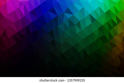Dark Multicolor, Rainbow vector triangle mosaic cover. A completely new color illustration in a vague style. Template for a cell phone background.