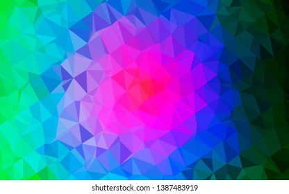 Dark Multicolor, Rainbow vector triangle mosaic template. An elegant bright illustration with gradient. Elegant pattern for a brand book.