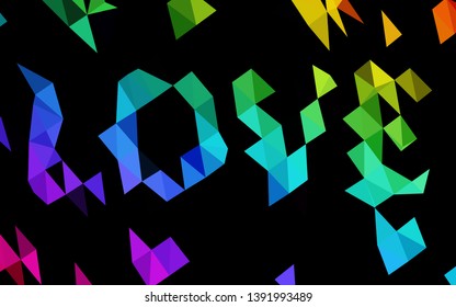 Dark Multicolor, Rainbow vector triangle mosaic cover. Shining illustration, which consist of triangles. Brand new design for your business.