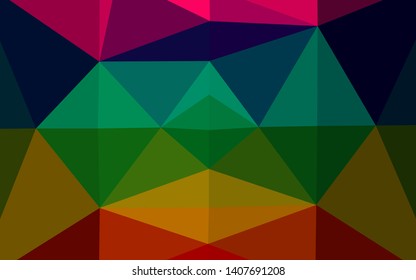 Dark Multicolor, Rainbow vector triangle mosaic cover. Geometric illustration in Origami style with gradient. Triangular pattern for your business design.