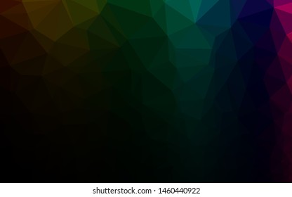 Dark Multicolor, Rainbow vector triangle mosaic texture. Shining illustration, which consist of triangles. Brand new design for your business.