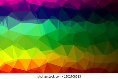 Dark Multicolor, Rainbow vector triangle mosaic texture. Shining illustration, which consist of triangles. Polygonal design for your web site.