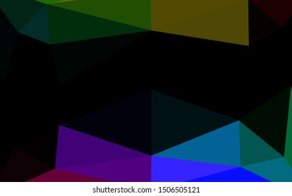Dark Multicolor, Rainbow vector triangle mosaic template. An elegant bright illustration with gradient. Template for a cell phone background.
