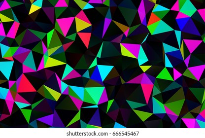 Dark Multicolor, Rainbow vector triangle mosaic pattern. Creative illustration in halftone style with gradient. The textured pattern can be used for background.