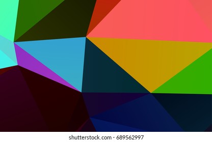 Dark Multicolor, Rainbow vector triangle mosaic pattern.  