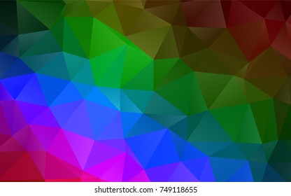 Dark Multicolor, Rainbow vector triangle mosaic background. A completely new color illustration in a vague style. The best triangular design for your business.